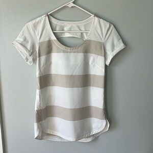 Lululemon Lightened Up Short Sleeve Stripe Tee Cashew White/White